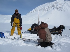 Measurements being taken on Valdez Glacier