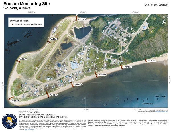 Erosing monitoring site Golovin, Alaska