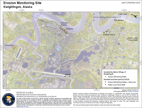 Erosing monitoring site Kwigillingok, Alaska