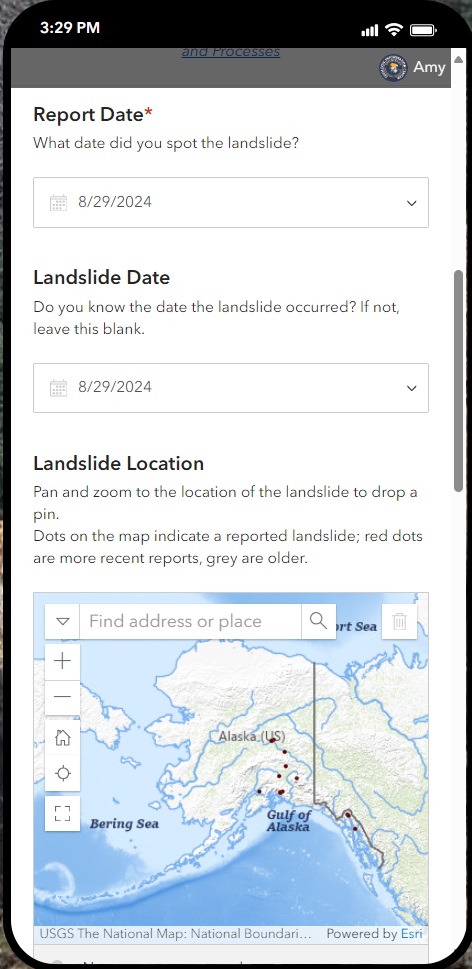 Alaska Landslide Reporter Step 2