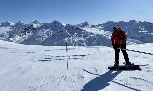 Measuring snow depth above the Barry Arm Landslide